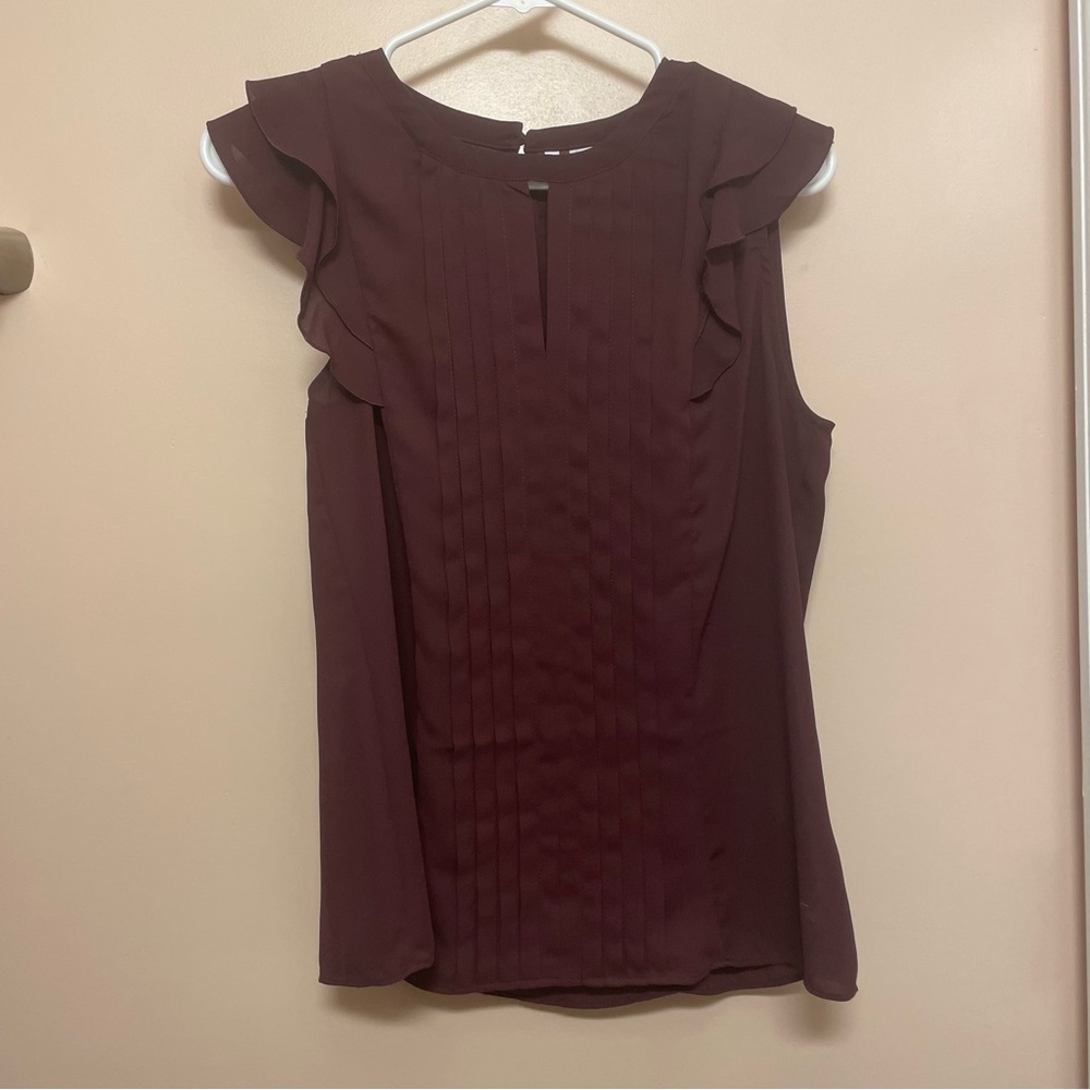 Elle Burgundy Ruffle Blouse